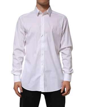 Dolce & Gabbana Cotton Long Sleeves Formal Shirt Nylon Elastane - Purple