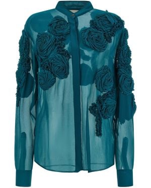 Dries Van Noten 3D Floral Appliqué Shirt - Green