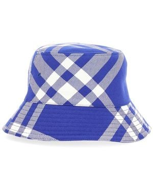 Burberry Bucket Check Hat Polyester Wool - Blue