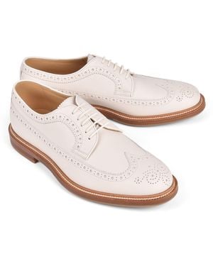 Brunello Cucinelli Milk Leather Brogue Lace Up Shoes - White