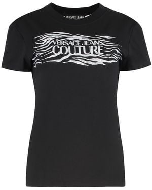 Versace Jeans Couture Logo Print T-Shirt Cotton T-Shirts & Jerseys - Black