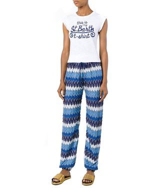 Mc2 Saint Barth Chevron Crochet Pants - Blue