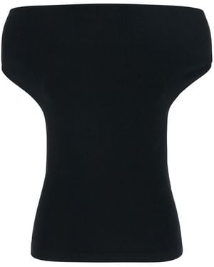 Semicouture Sleeveless Top With Off Shoulder - Black