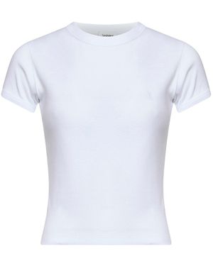 Saint Laurent Ribbed Cotton Jersey Cassandre T-Shirt - White