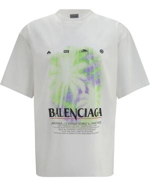 Balenciaga Printed Cotton T-Shirt T-Shirts - Gray