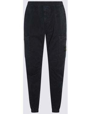 Stone Island Dark Cotton Trousers - Black