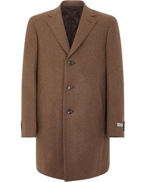 Canali Long Wool Coat - Brown