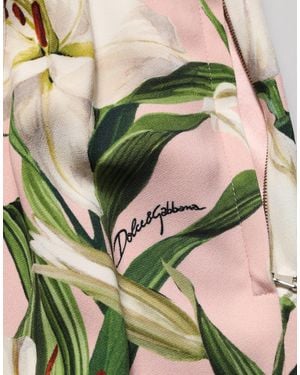 Dolce & Gabbana Lilium Print High Waist Pencil Skirt Silk Elastane - Green