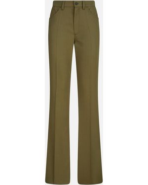 The Attico Flared Tailored Trousers With Front Pence Detailing - Green