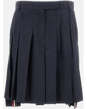 Thom Browne Cotton Pleated Skirt - Blue