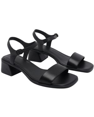 Camper With Heel Calf Leather/Rubber Sole - Black