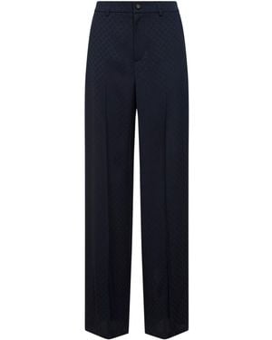 Gucci Dark Viscose And Silk Jacquard Trousers - Blue