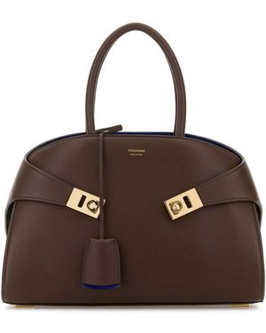 Ferragamo Leather Small Hug Handbag - Brown