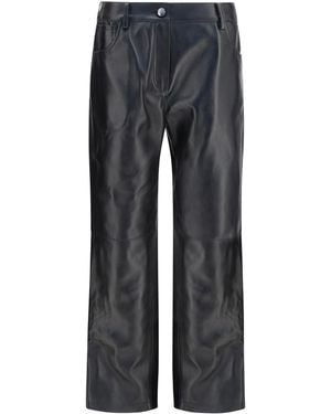 Magda Butrym Straight-Leg Leather Trousers Sheep - Grey