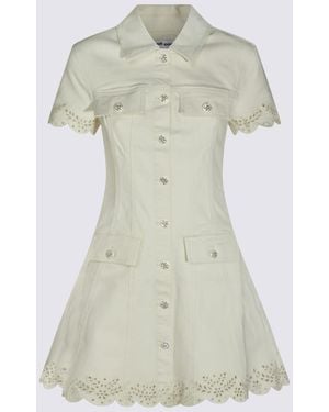 Self-Portrait Cream Cotton Mini Dres - Green