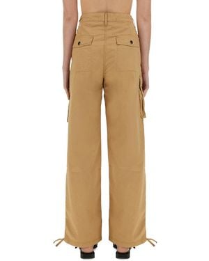 Ganni Cotton Twill Cargo Trousers Organic Trousers - Natural
