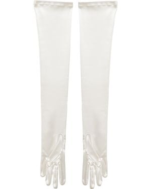 ROOM76 Icon Ivory Silk Satin Opera Long Gloves.<Br - White