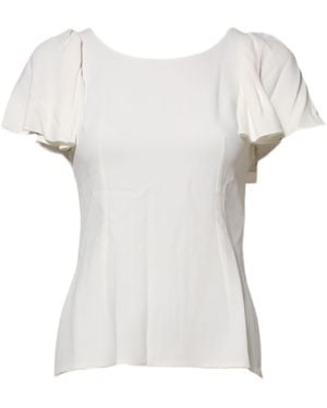 Dolce & Gabbana Flutter Sleeve Top - White