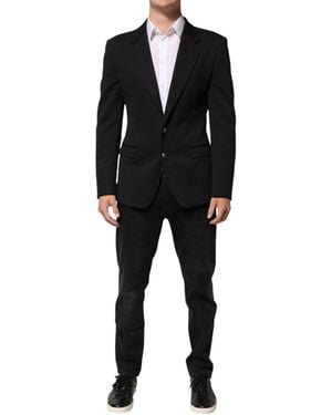 Dolce & Gabbana Dark Blue Cotton Men Jacket Coat Blazer Suit - Black