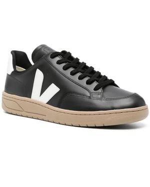 Veja V-12 Leather Sneakers Shoes - Black