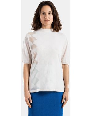 Bielo Seashell Argyle Jacquard T-Shirt With Pattern Ecru T-Shirts And Polos - White