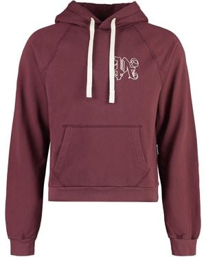 Palm Angels Cotton Hoodie Elastane Jumpers - Red
