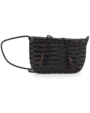 Dragon Diffusion Mini Basket Bag Minsu Leather Shoulder - Black