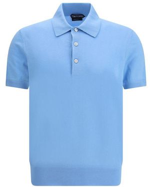 Tom Ford Blue Cotton Polo Shirt