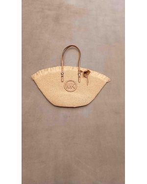 Michael Kors Lg Fan Tote Calf Leather - Natural