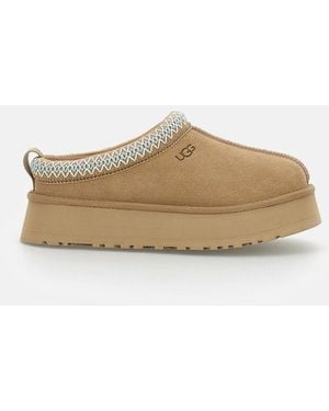 UGG Flat Shoes Leather Textile - Natural