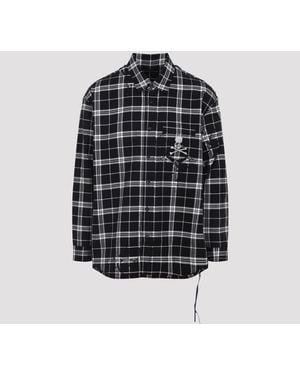 MASTERMIND WORLD Reversible Raw Edge Plaid Shirt - Black