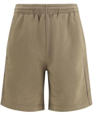Burberry Cotton Shorts With Check Trims Bermuda - Multicolour