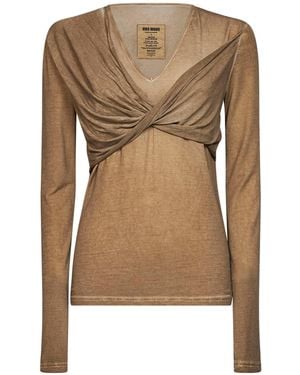 Uma Wang T-Shirt Twisted Jersey Tan Modal Knitwear - Natural