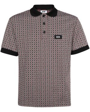 Gcds Jacquard Knit Polo Shirt - Grey