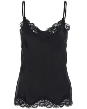 Gold Hawk Sleeveless Top With Adjustable Spaghetti Straps And Floral Emellishment - Black