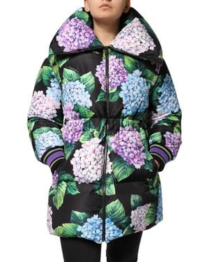 Dolce & Gabbana Floral Print Puffer Quilted Jacket Polyester Clothing - Green