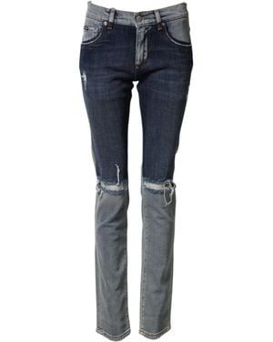 Dolce & Gabbana Two Tone Cotton Skinny Denim Jeans Co+02 Clothing - Blue