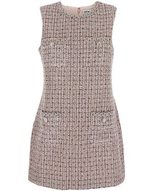 Self-Portrait Boucle Sleeveless Mini Dress - Brown