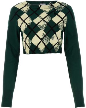 Burberry Argyle Pattern Cropped Jumper - Green
