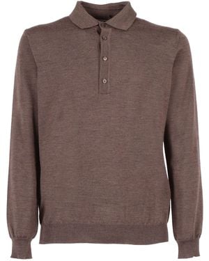 Kangra Cashmere Polo With Buttons Wool Shirt - Brown