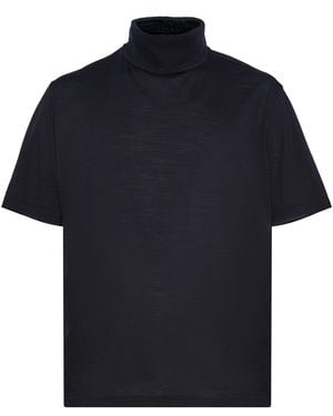 Low Brand Relaxed-Fit Dark Merino Wool Jersey Half Turtle Neck Jumper - Blue