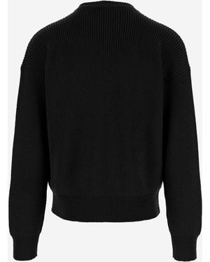 Giorgio Armani Wool Jumper With Logo Virgin - Black