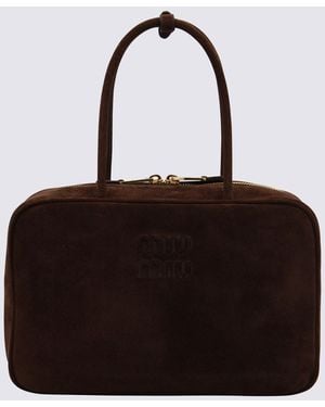 Miu Miu Dark Leather Beau Large Top Handle Bag - Black
