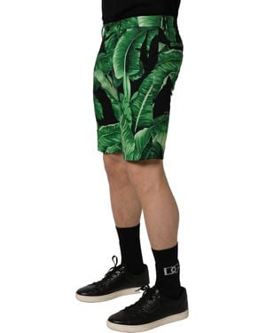 Dolce & Gabbana Banana Leaf Bermuda Shorts Cotton Elastane - Green