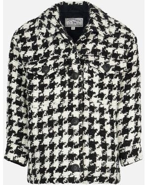 MC2 Saint Barth Girl Overshirt Jacket With Pied De Poule Print - Black