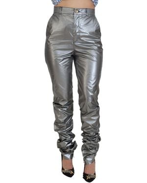 Dolce & Gabbana Metallic High Waist Skinny Trousers Polyester - Black