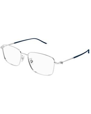 Montblanc Eyeglasses Rectangle Full Rim, Frame And Clear Demo Lens Mb0140Ok007 Sunglasses - Metallic