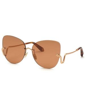 Roberto Cavalli Sunglasses Butterfly Rimless, Copper Frame And Lens Src0628Fcx - Brown