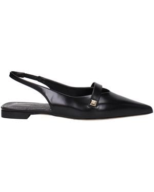 Max Mara Leather Ballet Flats - Black