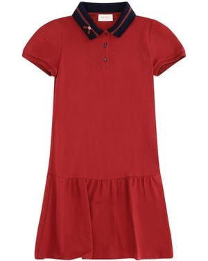 Gucci Cotton Polo Dress Cotton; Elastane - Red